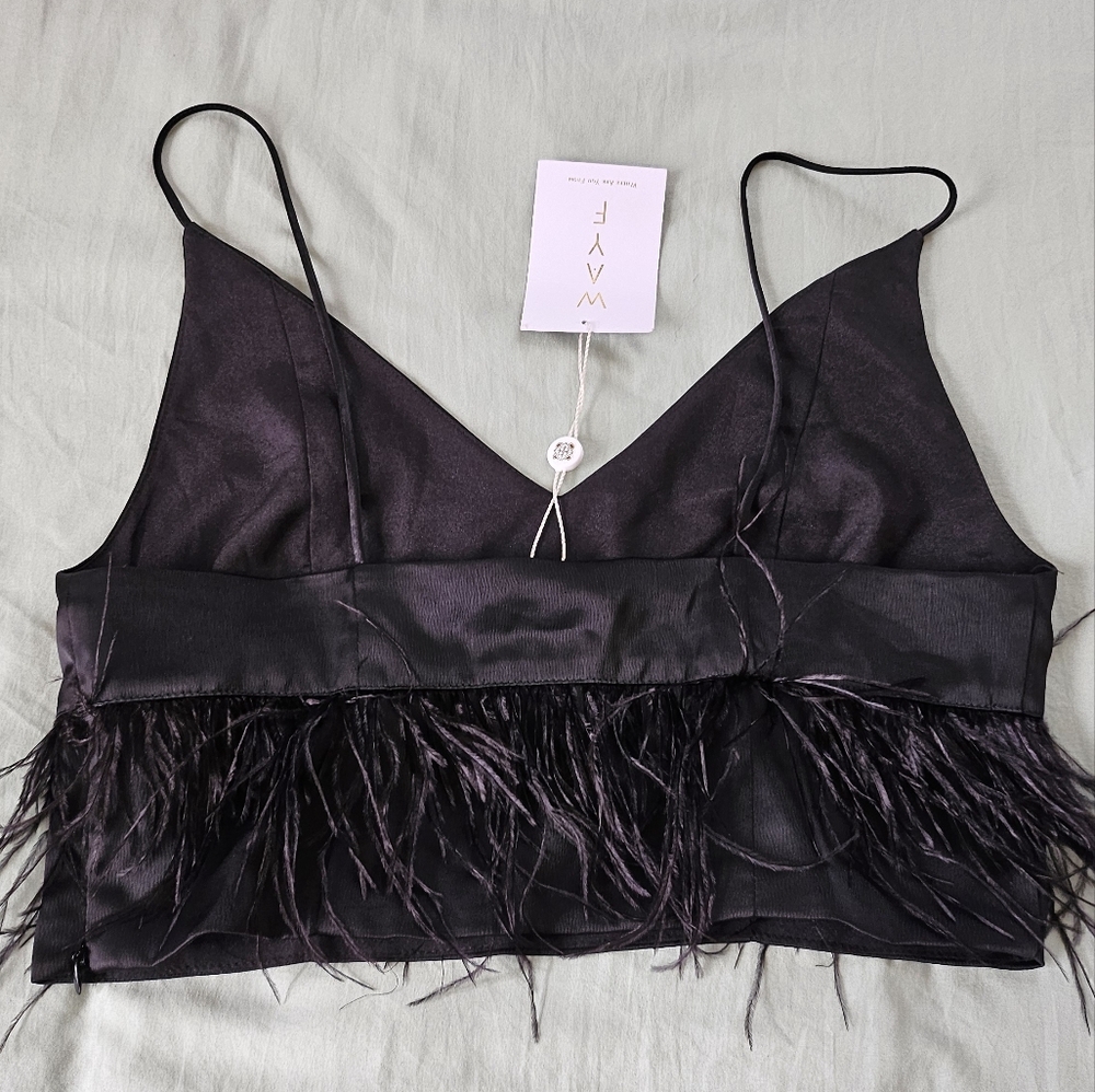 WAYF Feather Spagetti Strap Crop Top (S) - Picture 4 of 6